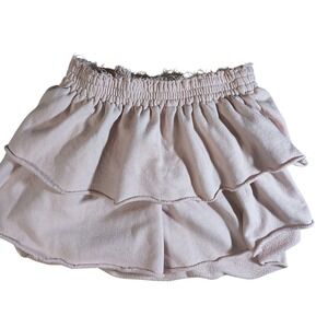 Aerie Ruffle Mini Skirt Pink Smocked Waist Casual Summer Boho Flowy Skirt Size S